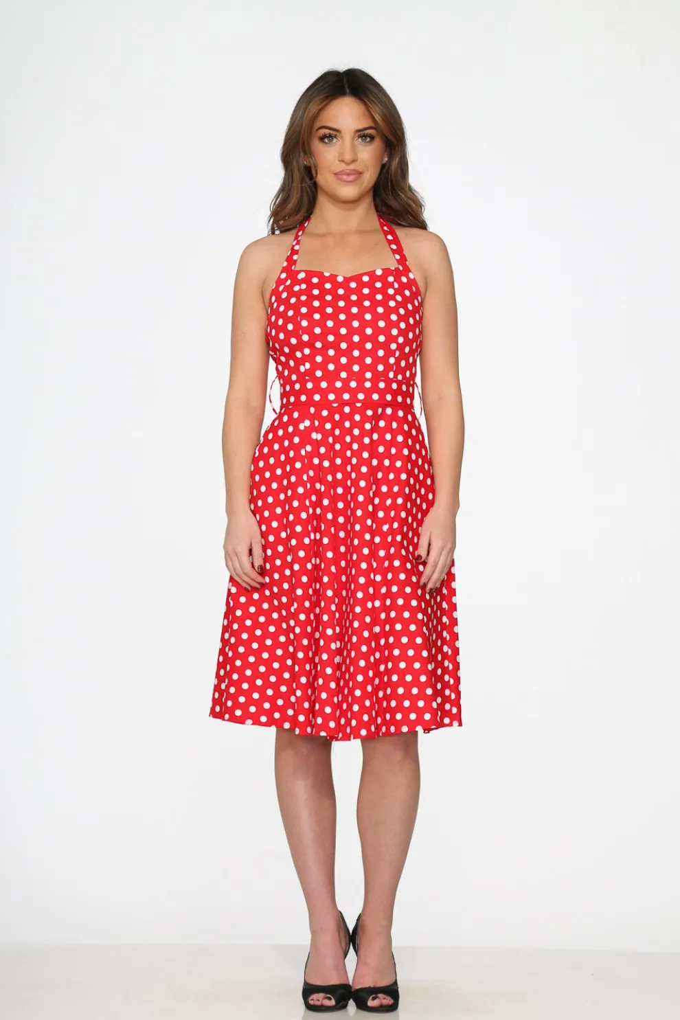 Red & White Polka Dot Halter Dress
