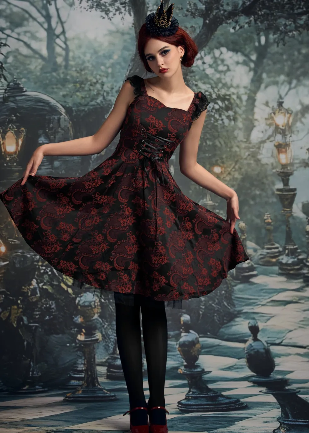 Red Byzantine Swing Dress