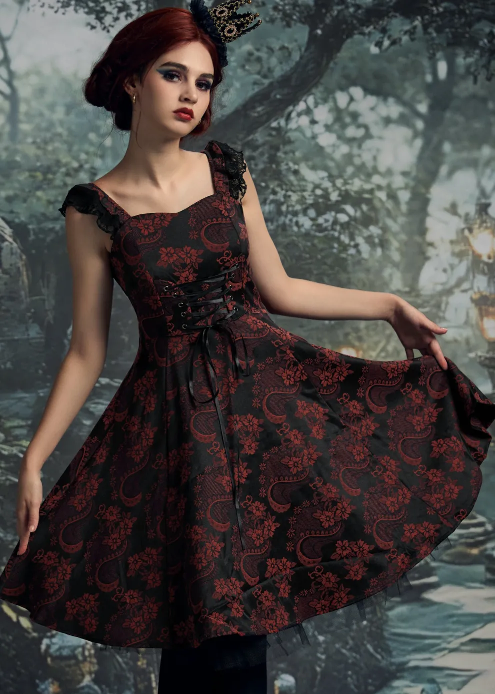 Red Byzantine Swing Dress
