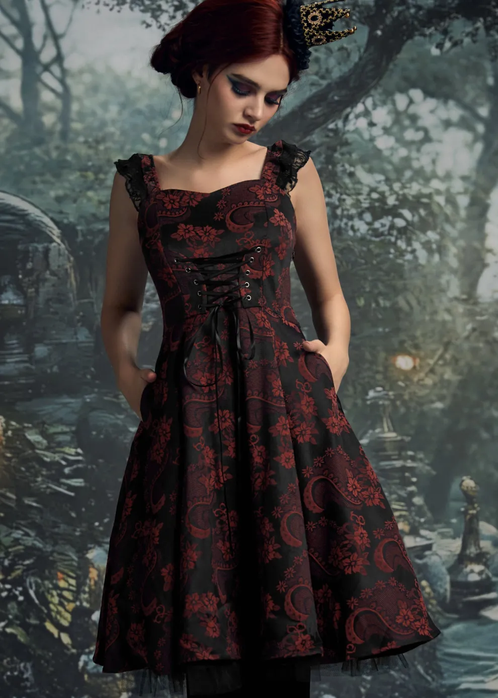 Red Byzantine Swing Dress