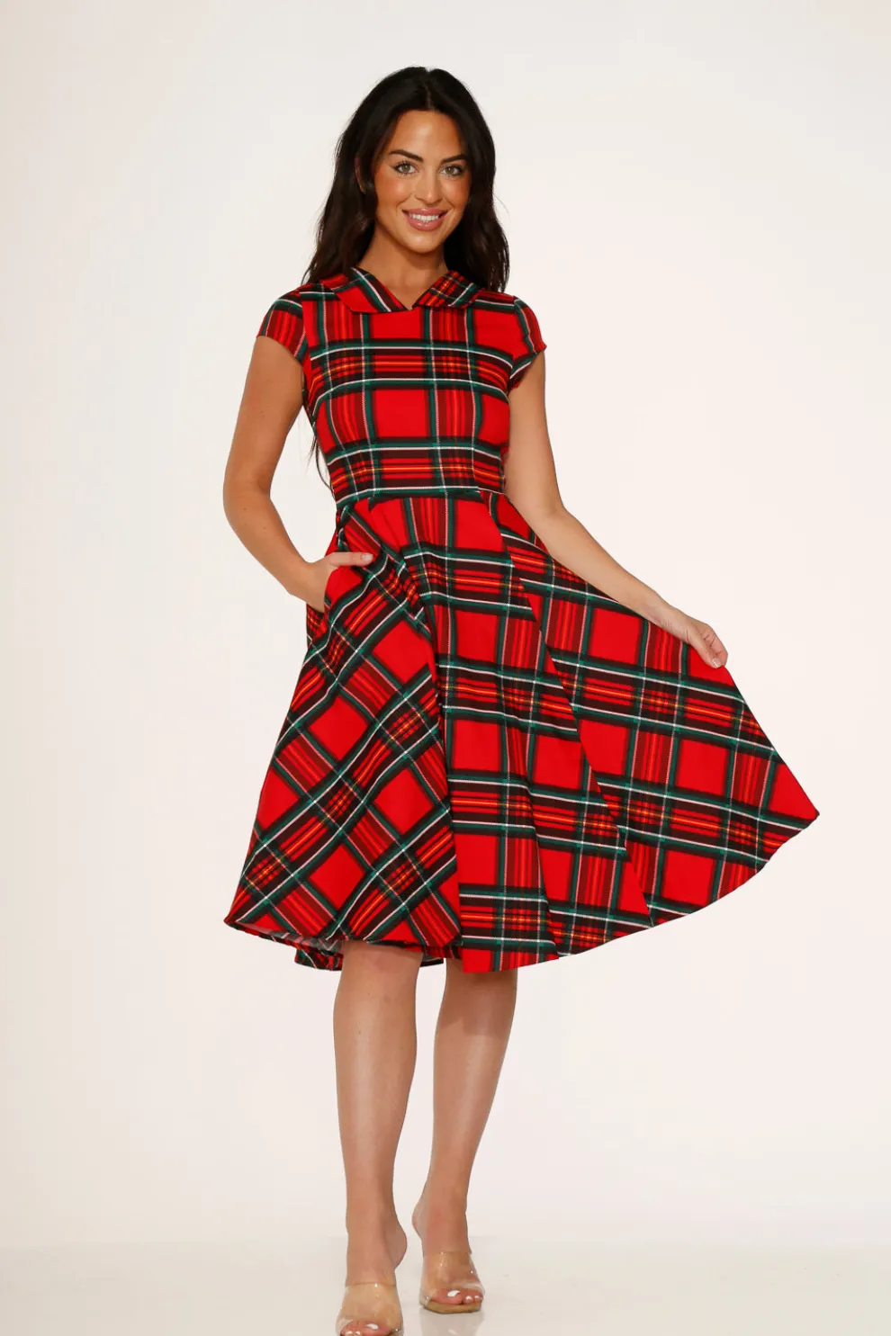 Red Plaid Swing Dress