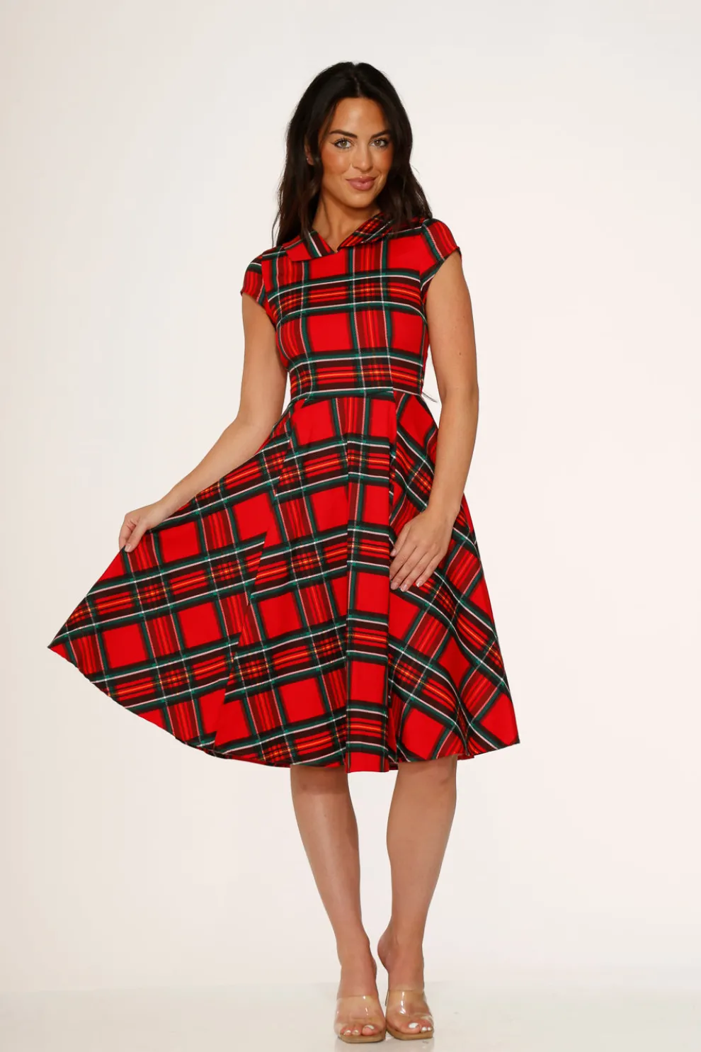 Red Plaid Swing Dress