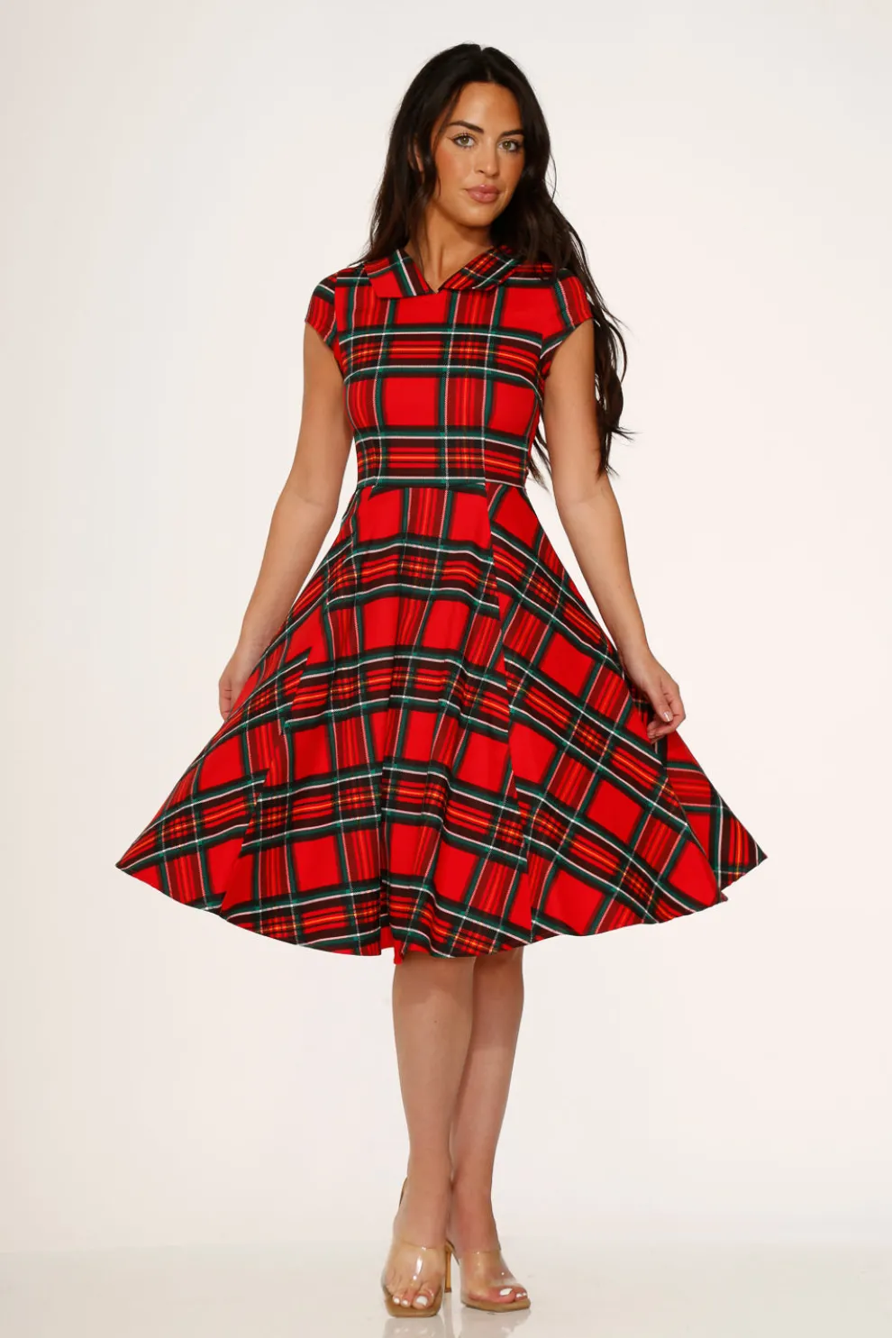 Red Plaid Swing Dress