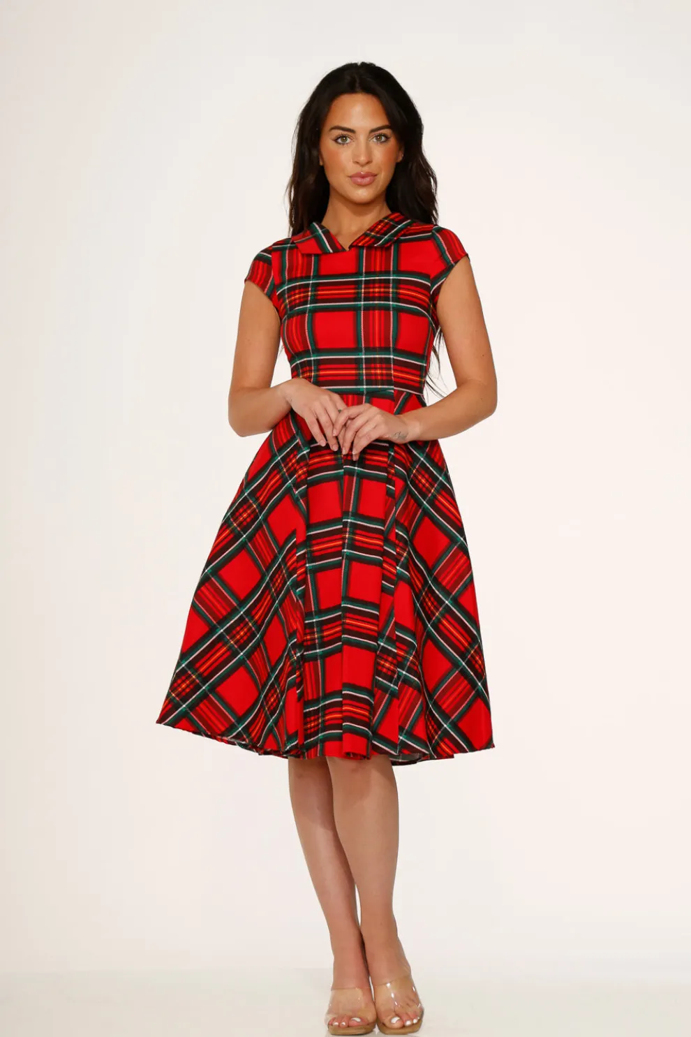 Red Plaid Swing Dress