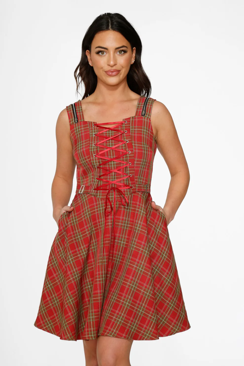 Red Plaid Swing Dress