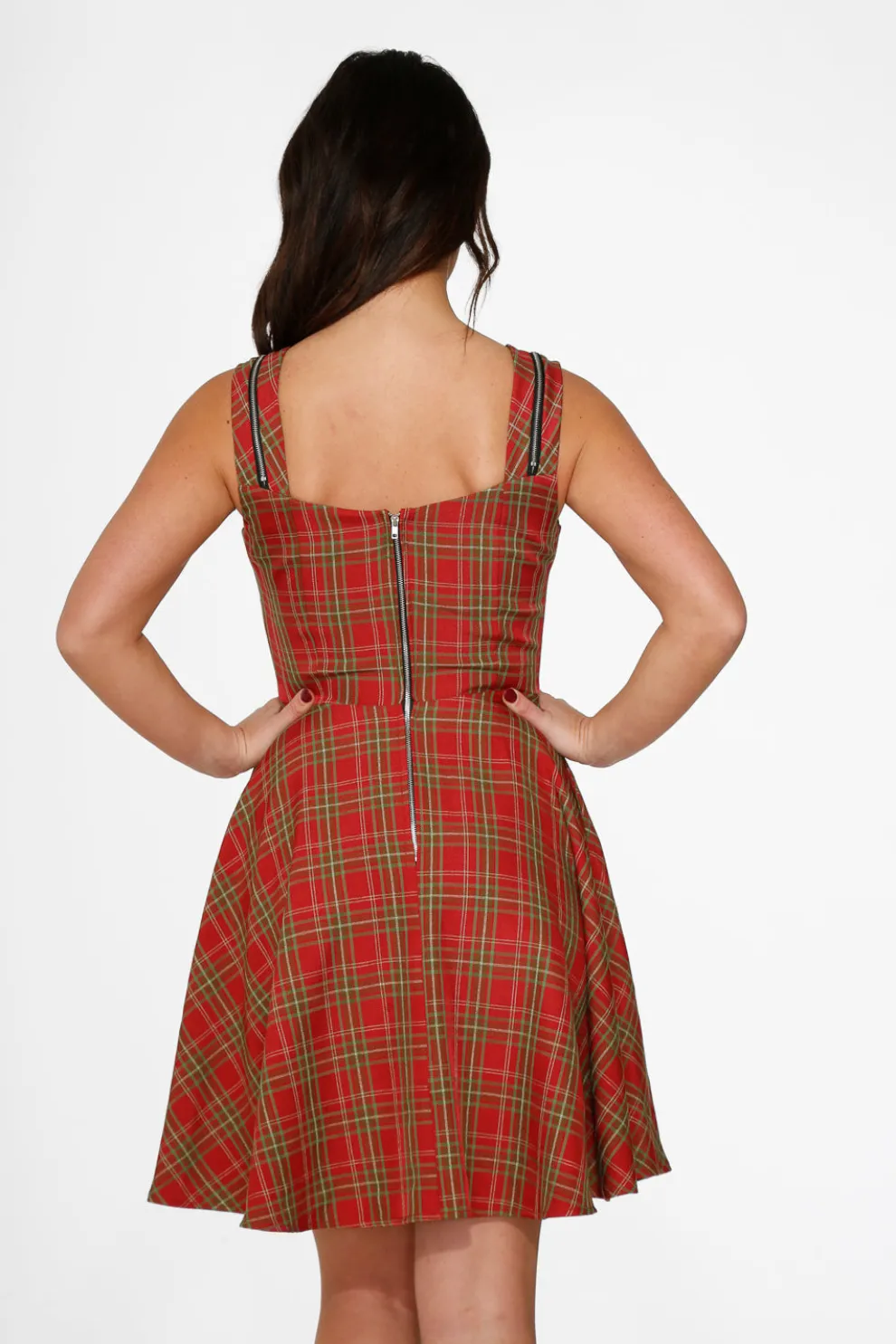 Red Plaid Swing Dress
