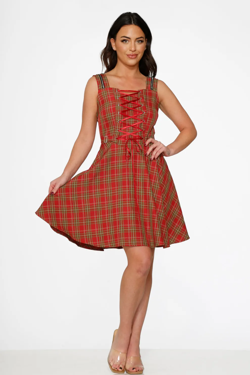 Red Plaid Swing Dress