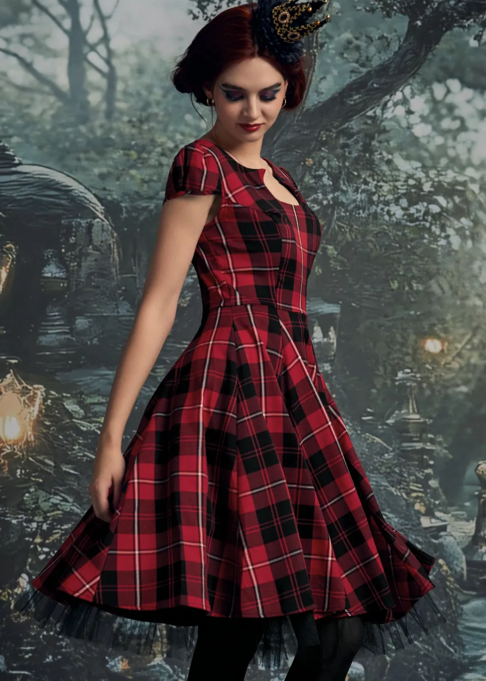 Red Plaid Swing Dress