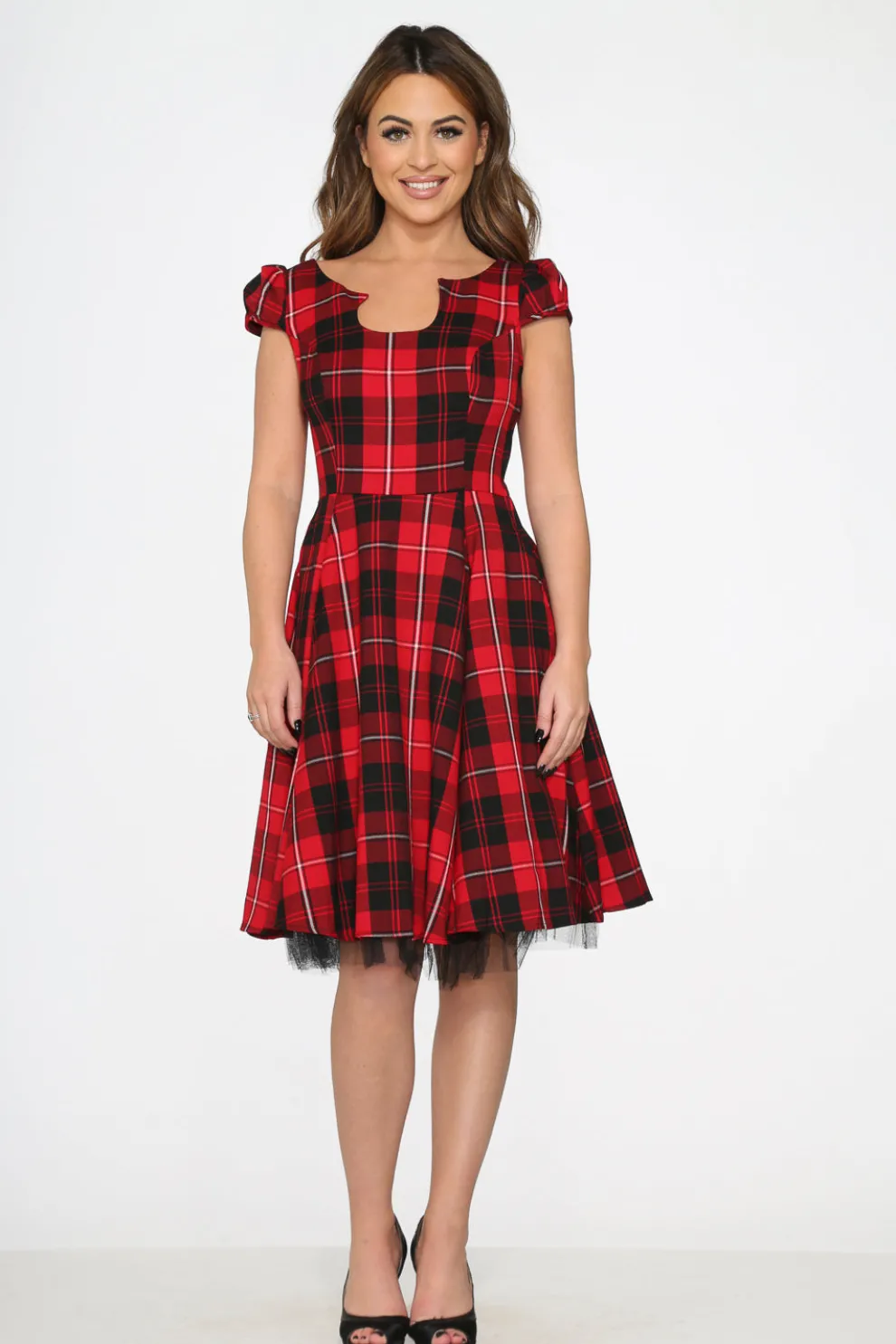 Red Plaid Swing Dress