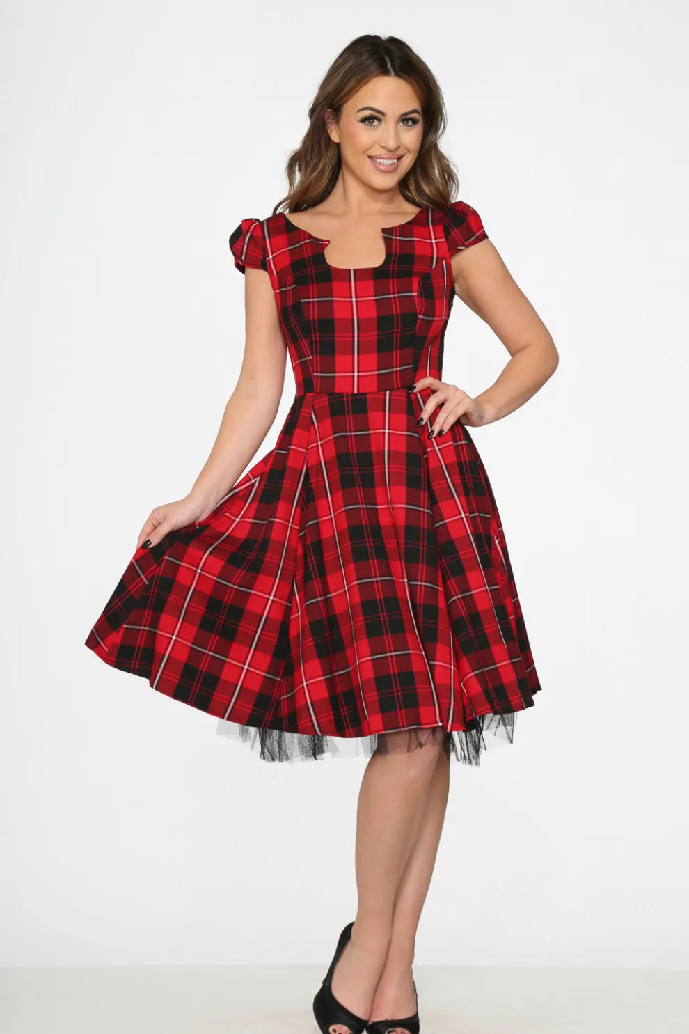 Red Plaid Swing Dress