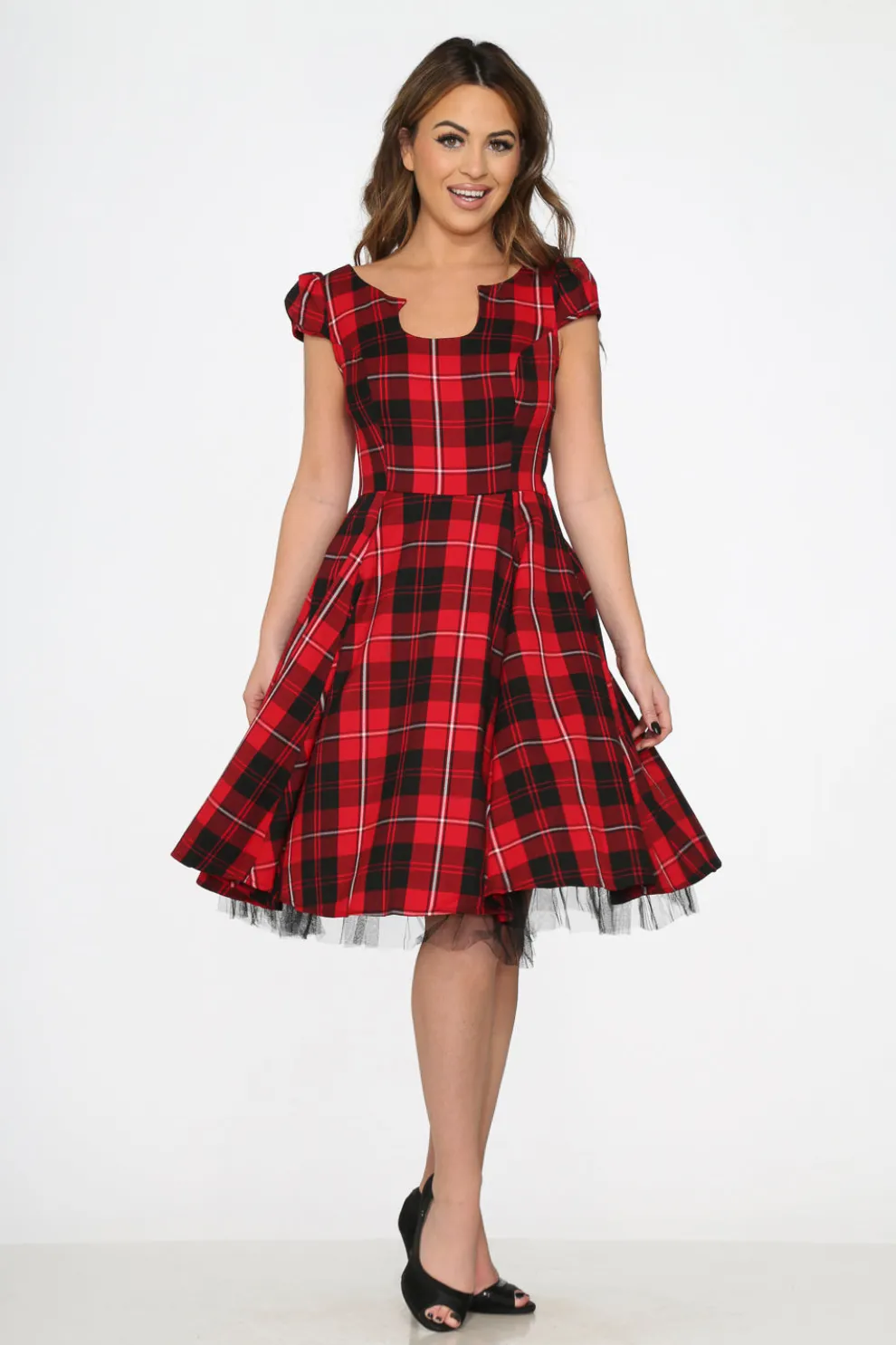 Red Plaid Swing Dress