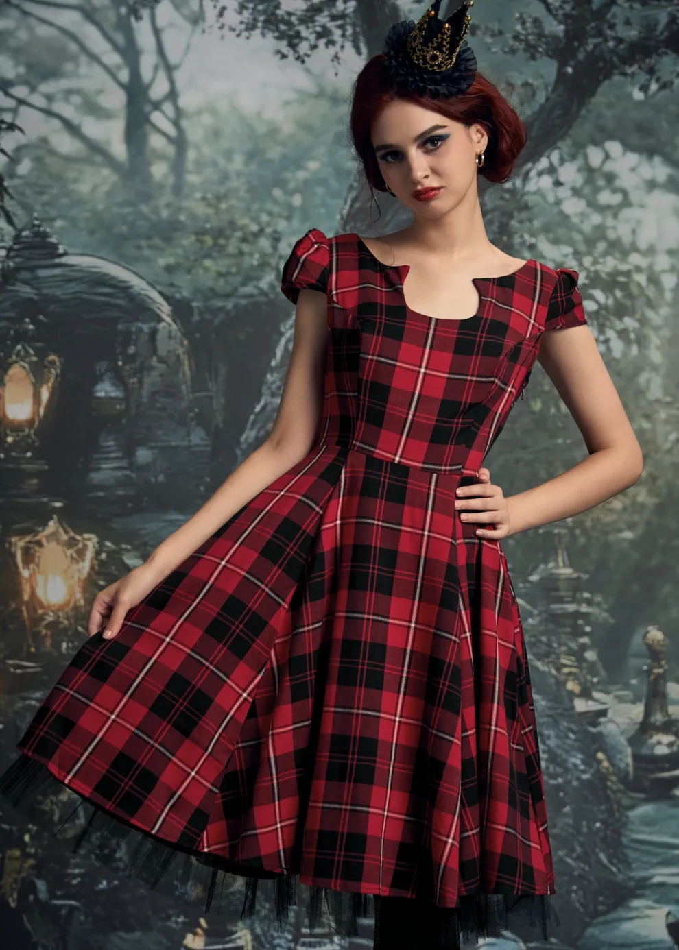 Red Plaid Swing Dress