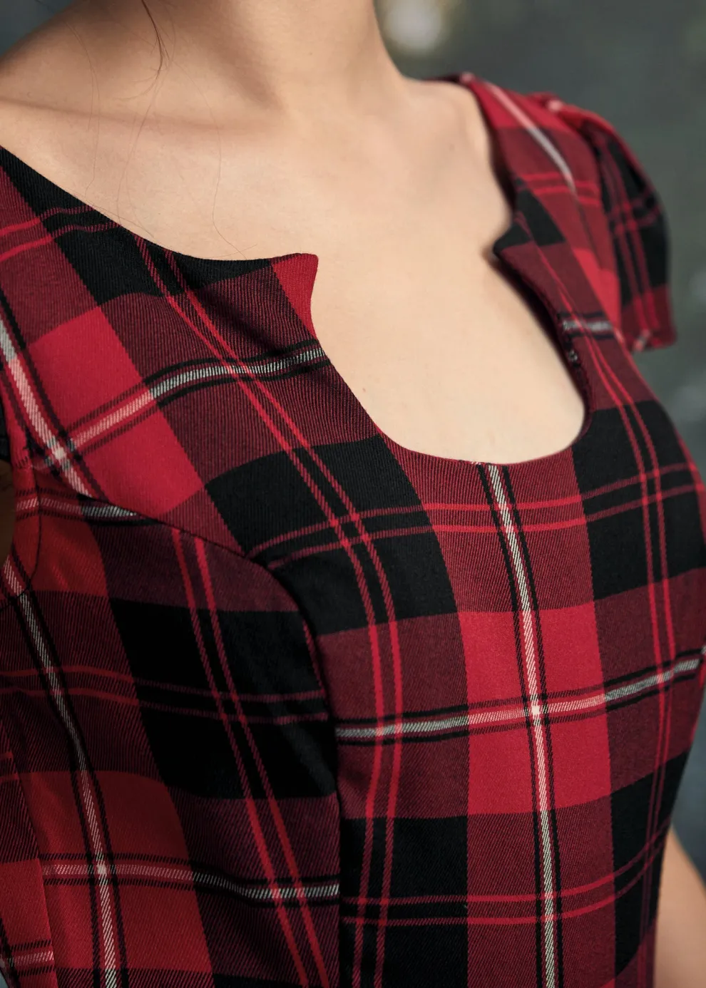 Red Plaid Swing Dress