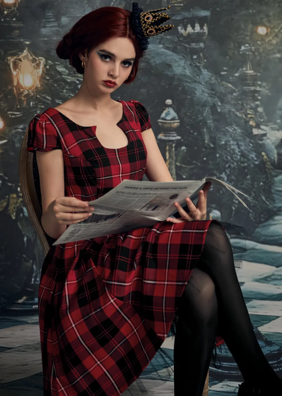 Red Plaid Swing Dress