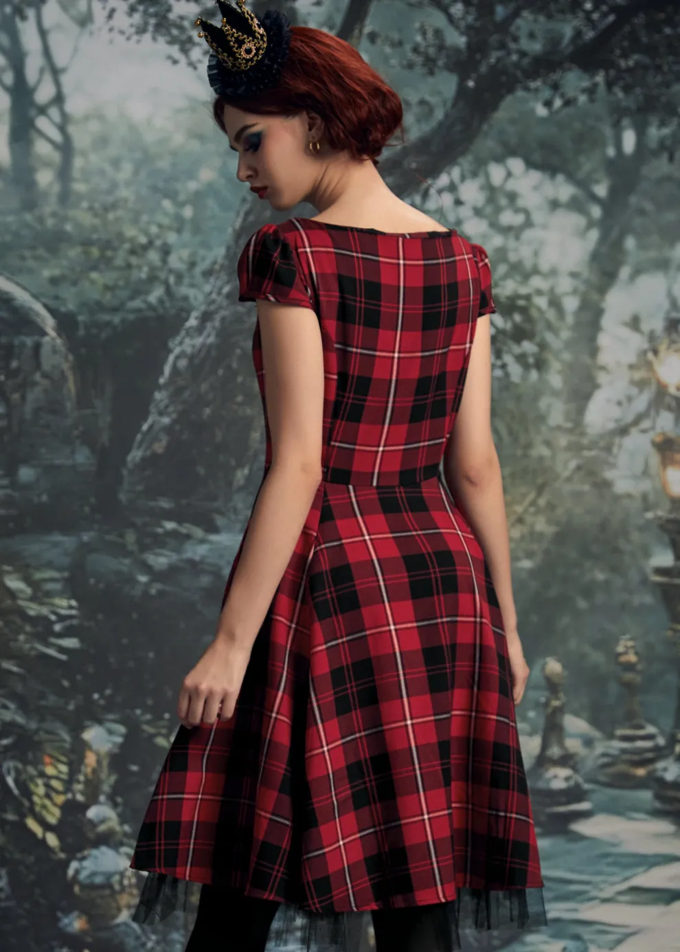 Red Plaid Swing Dress