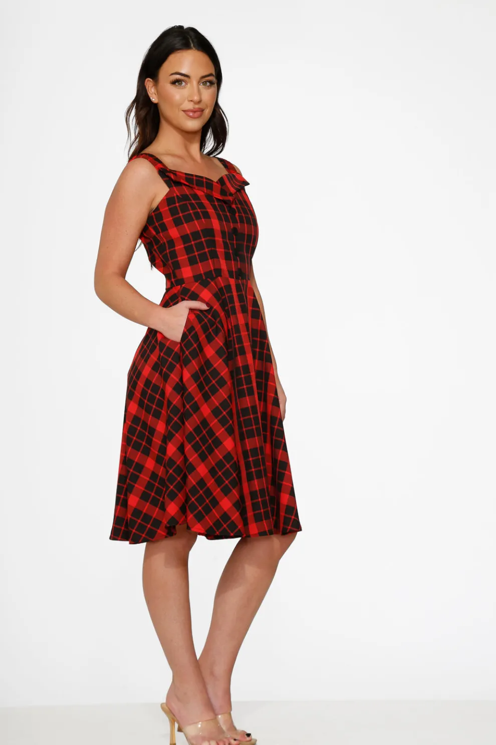 Red Plaid Swing Dress