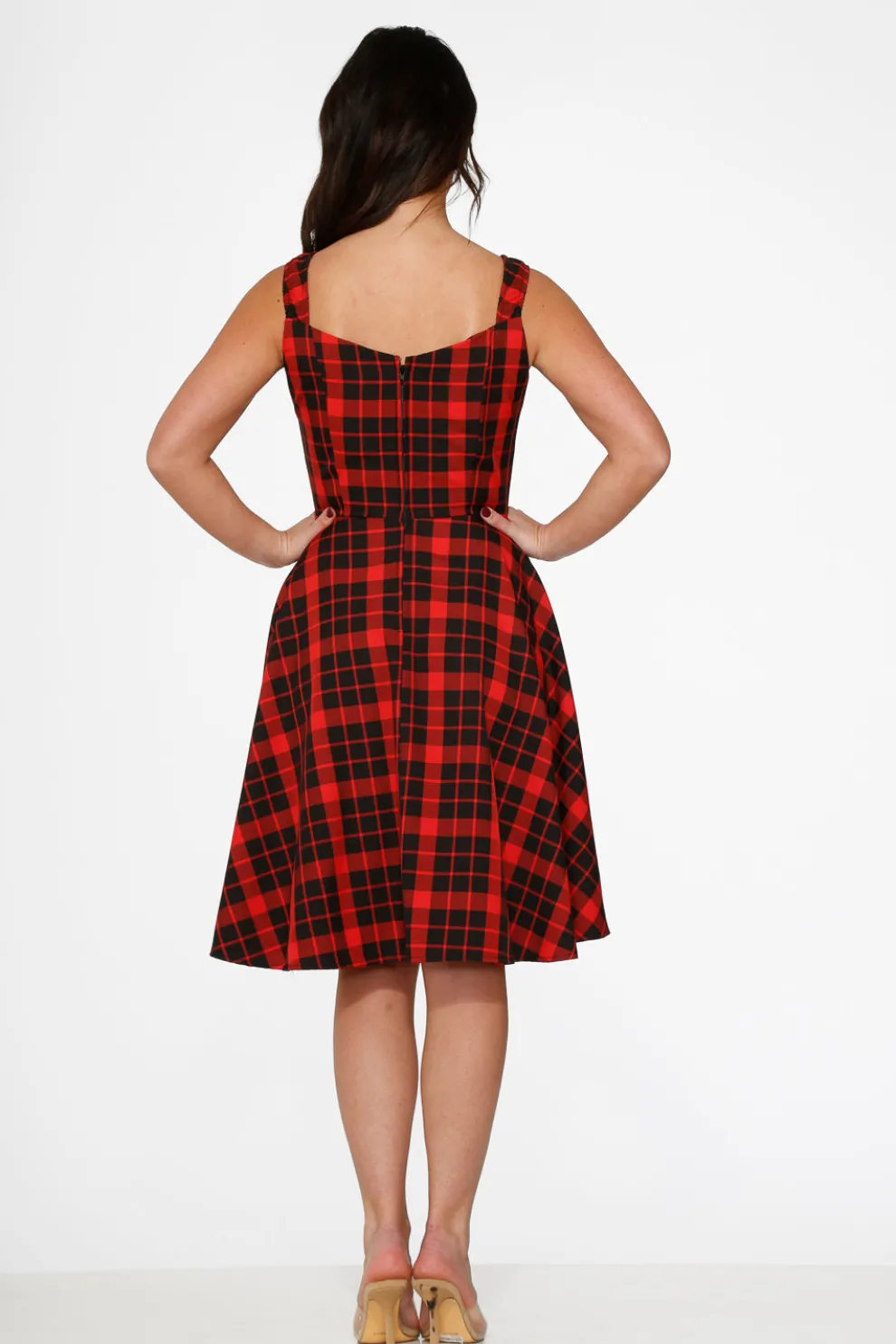 Red Plaid Swing Dress