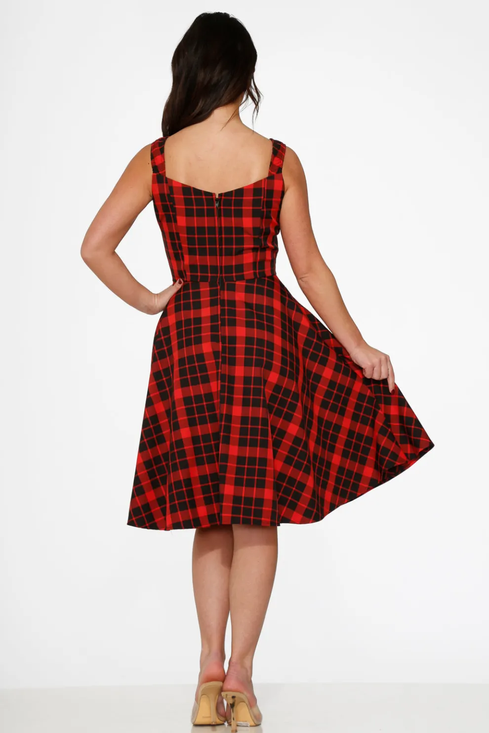 Red Plaid Swing Dress