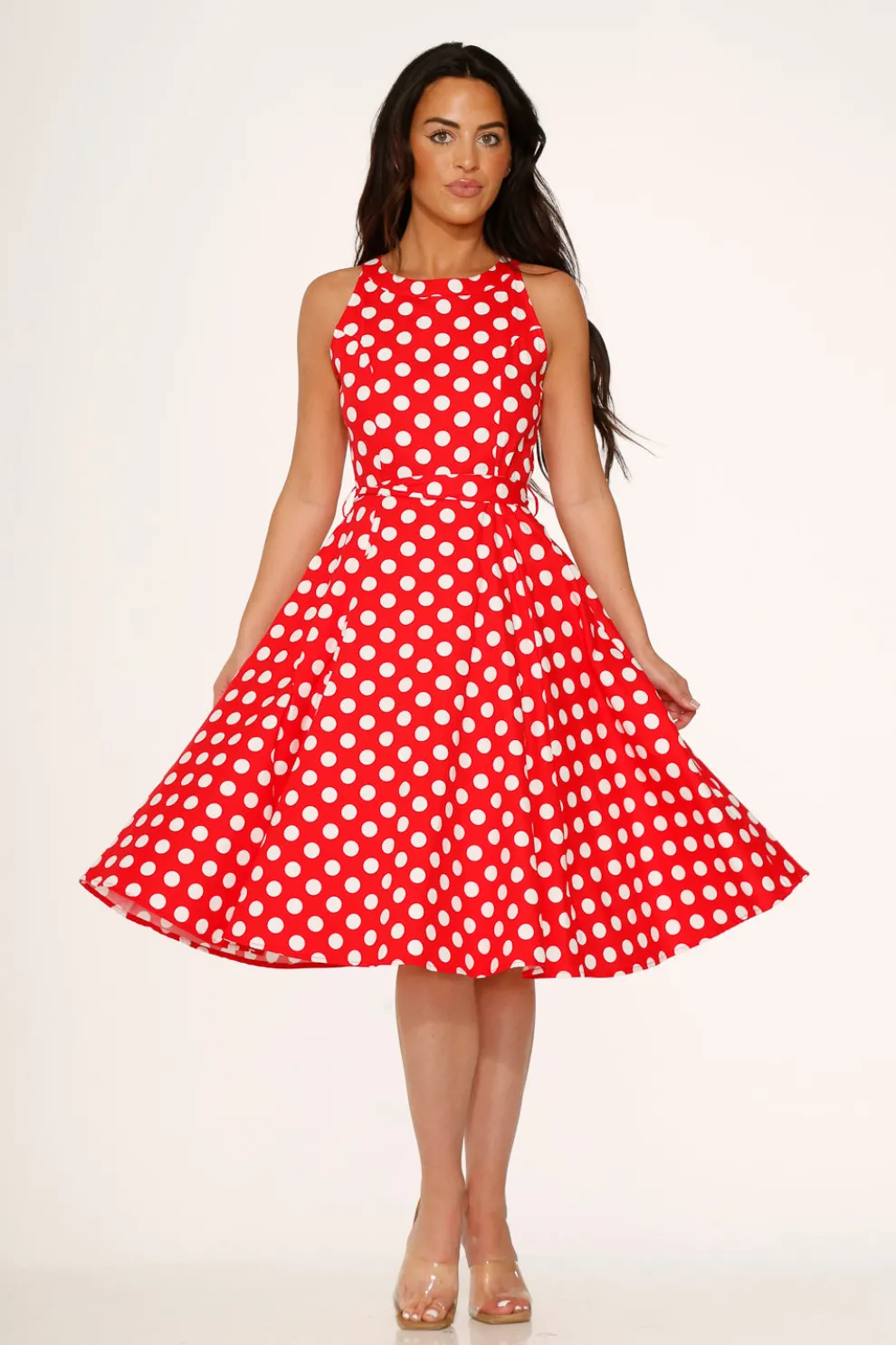 Red Polka Dot Swing Dress
