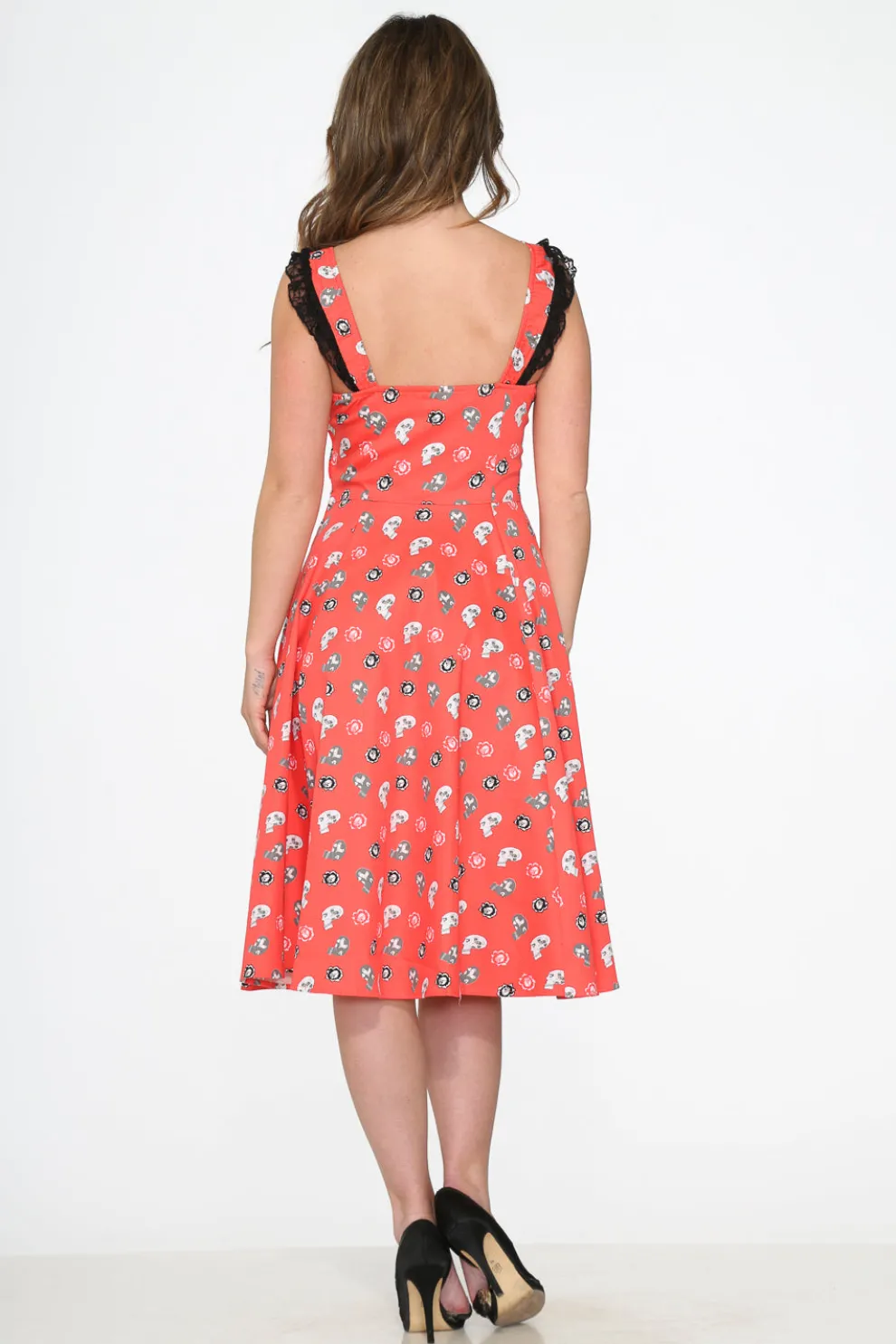 Red Skulls Swing Dress