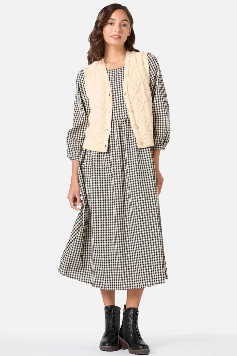 Renae Check Midi Dress