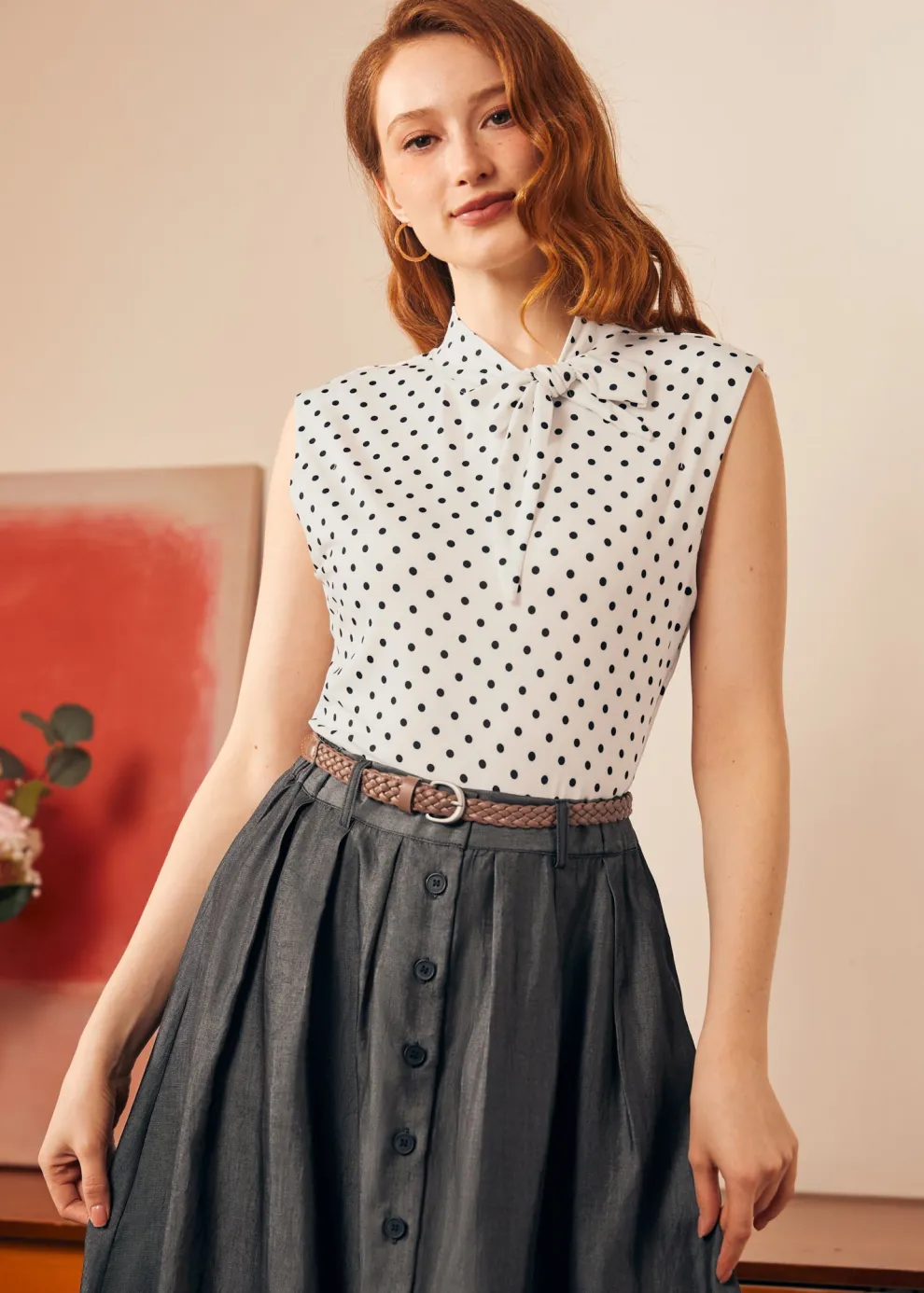 Retro Rendezvous Tie-Neck Top