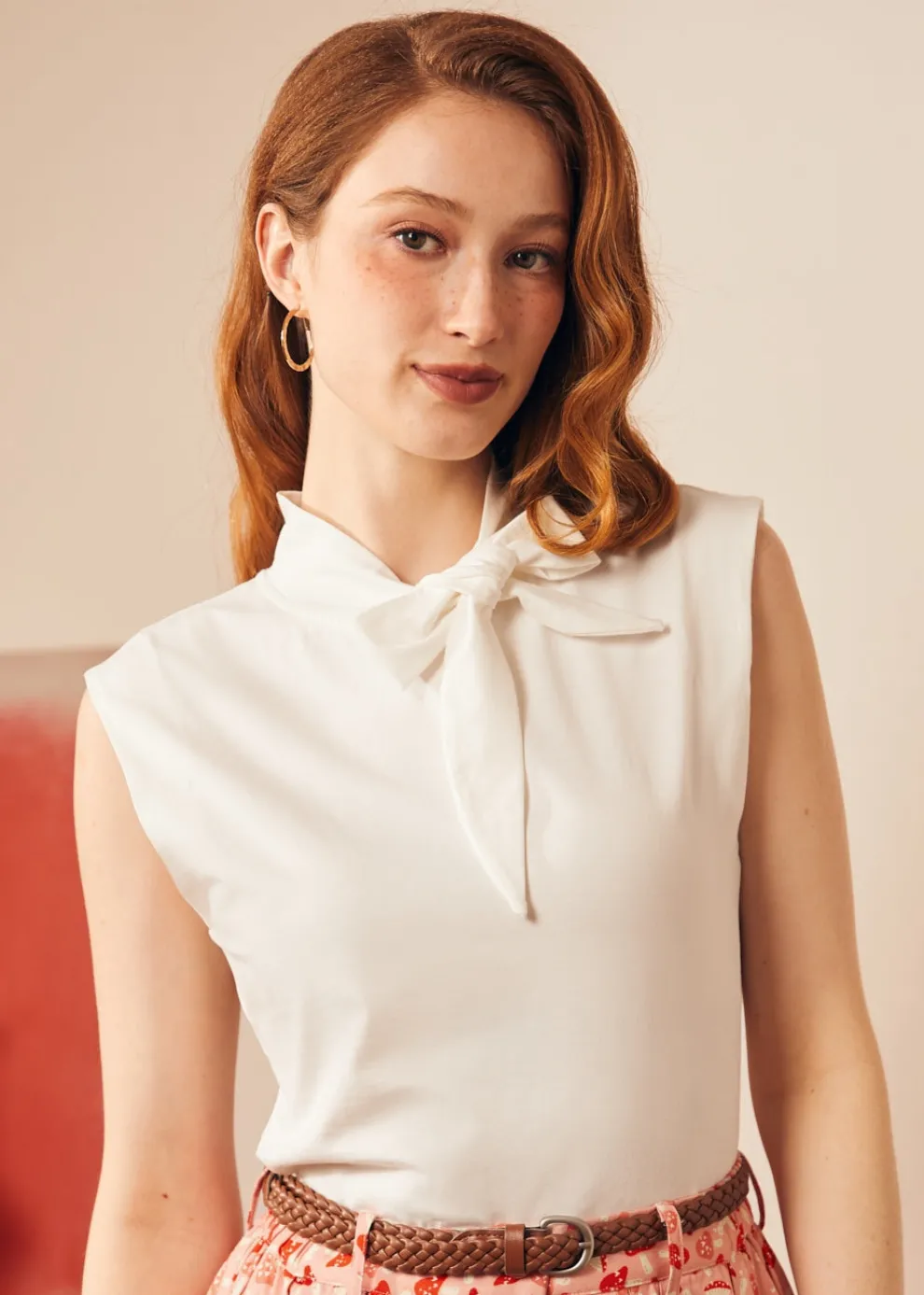 Retro Rendezvous Tie-Neck Top