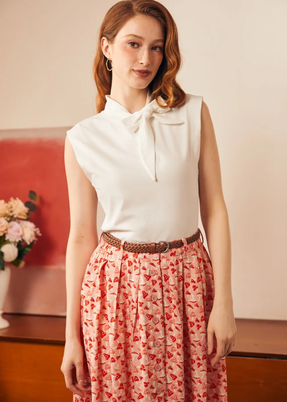 Retro Rendezvous Tie-Neck Top