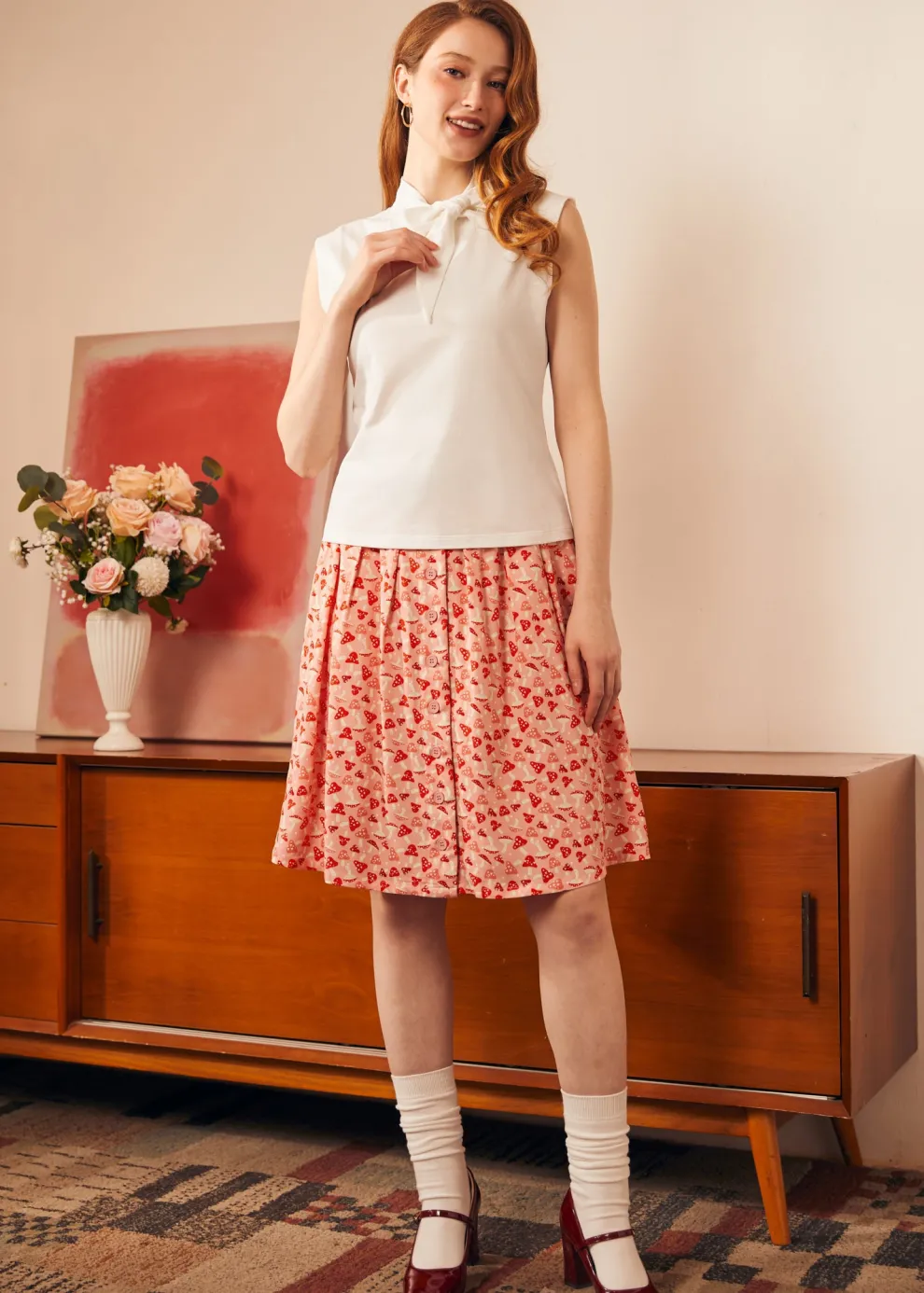 Retro Rendezvous Tie-Neck Top