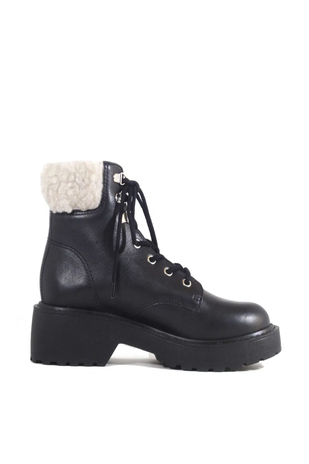 Seal Combat Boots with Shearling