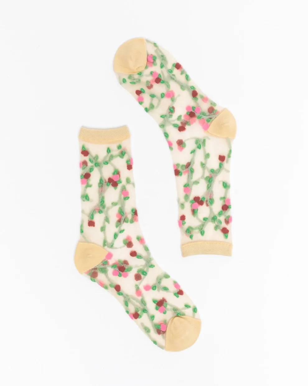 Sheer Rosettes Crew Sock