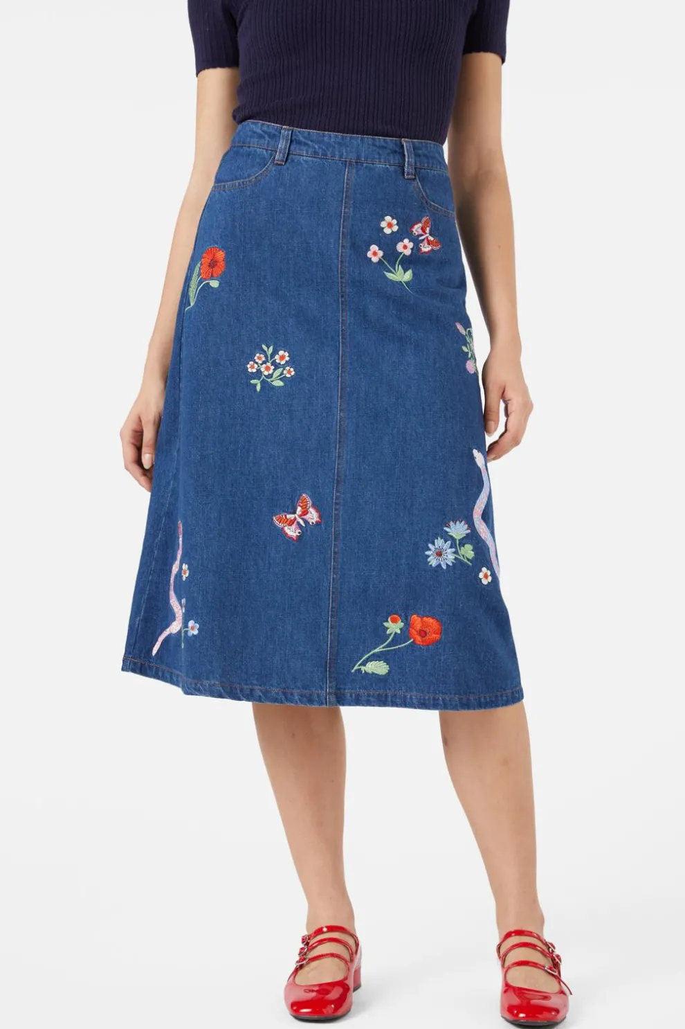 Snake Embroidered Skirt