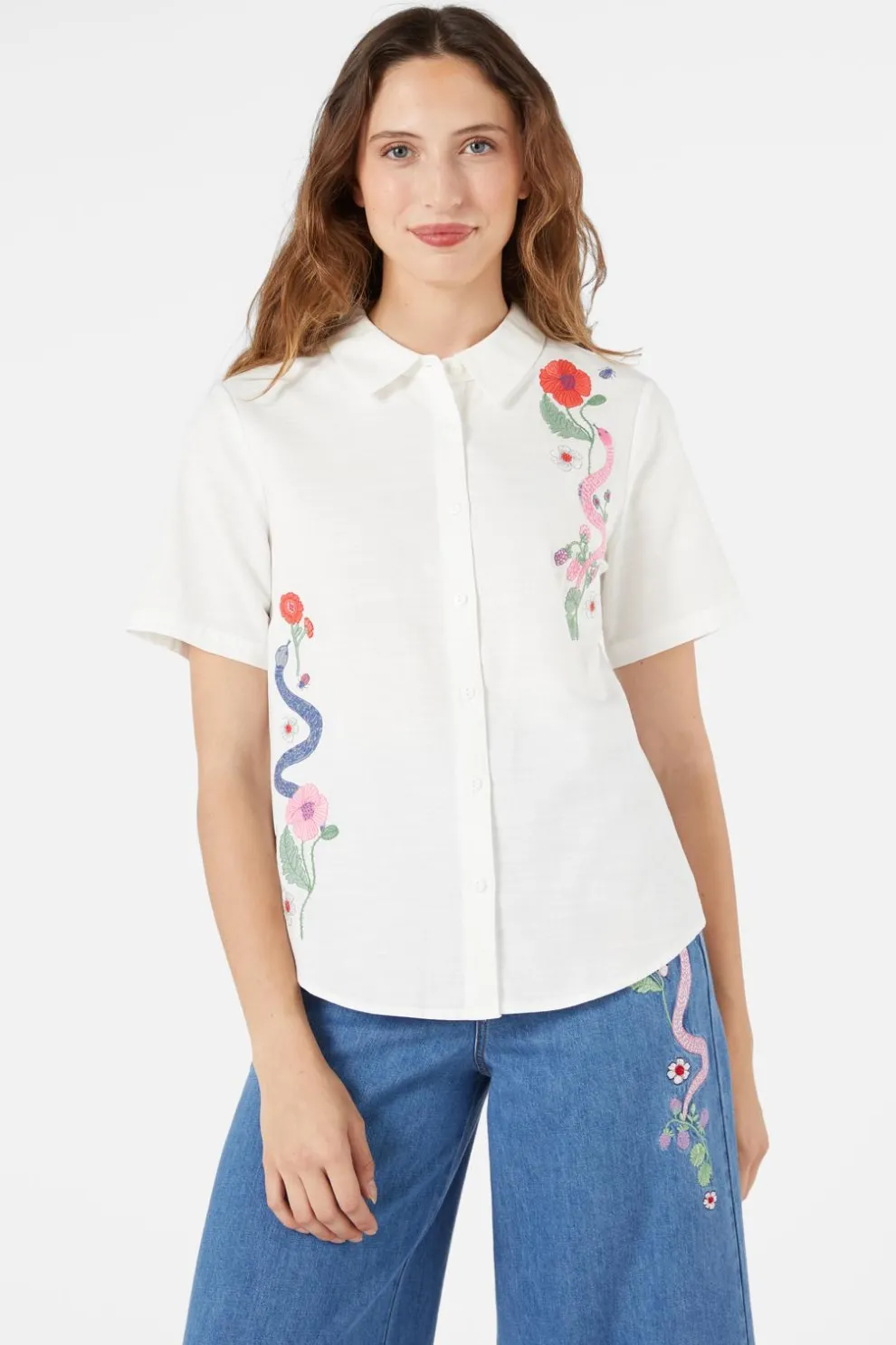 Snake Embroidered Blouse