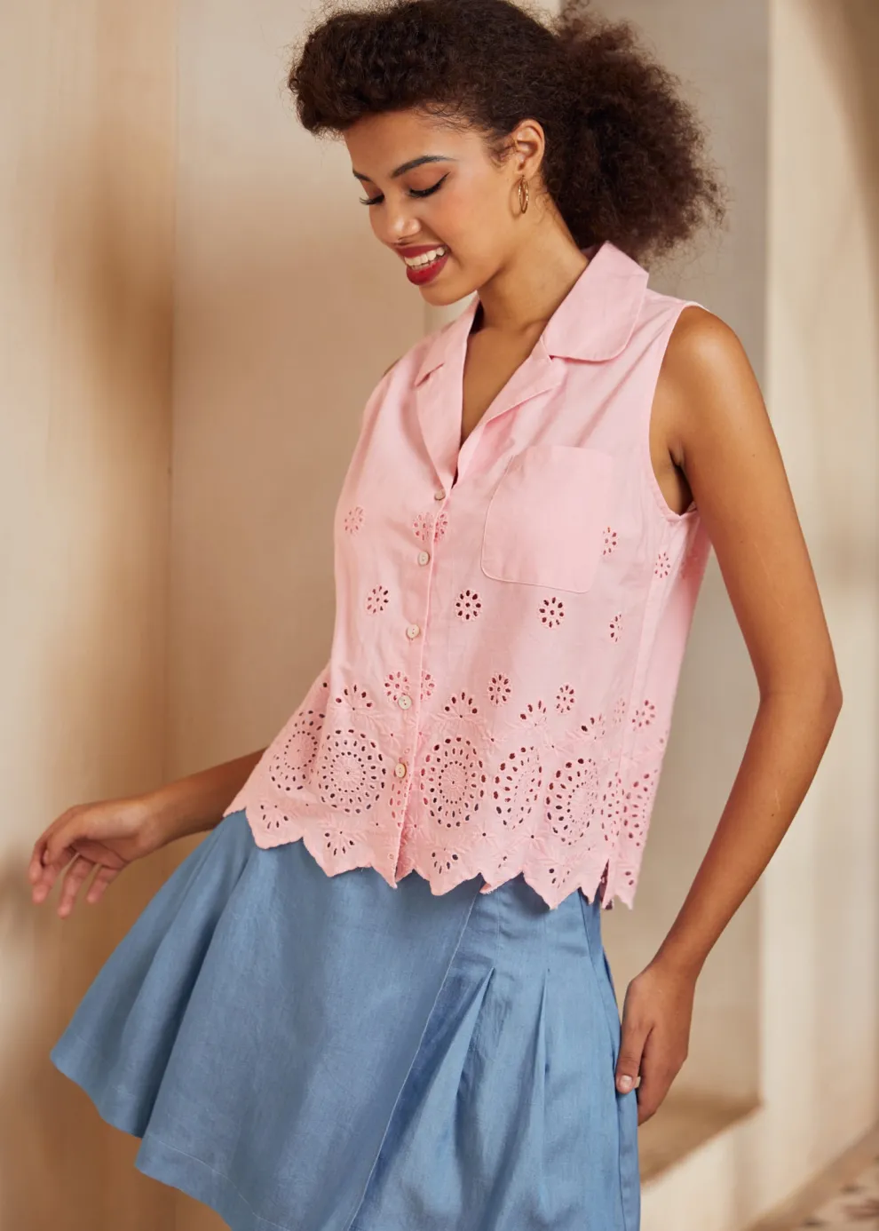 Spotlight Spark Embroidered Sleeveless Shirt