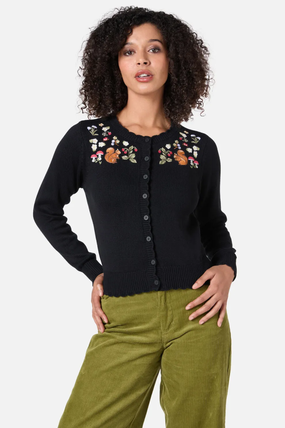 Squirrel Embroidered Cardigan