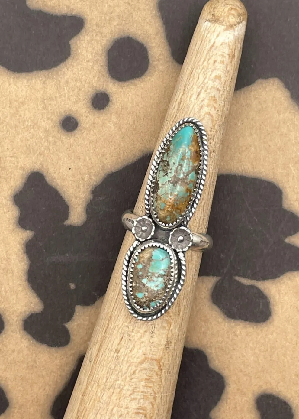 Sterling Silver Double Stone Turquoise Ring
