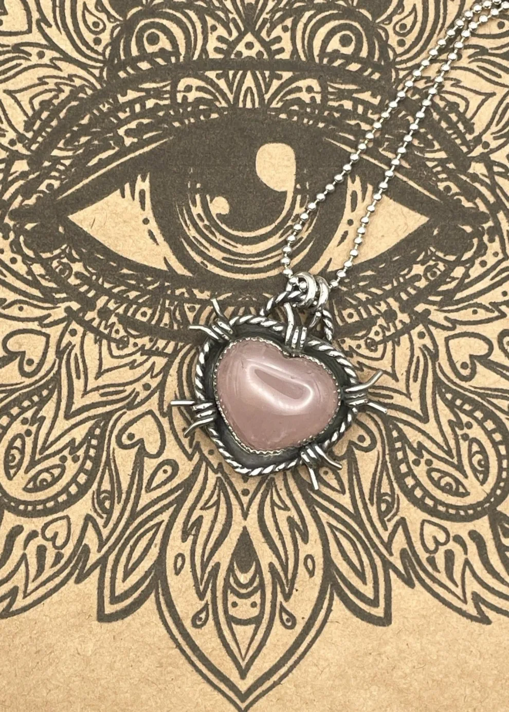 Sterling Silver Rose Quartz Heart Pendant Necklace