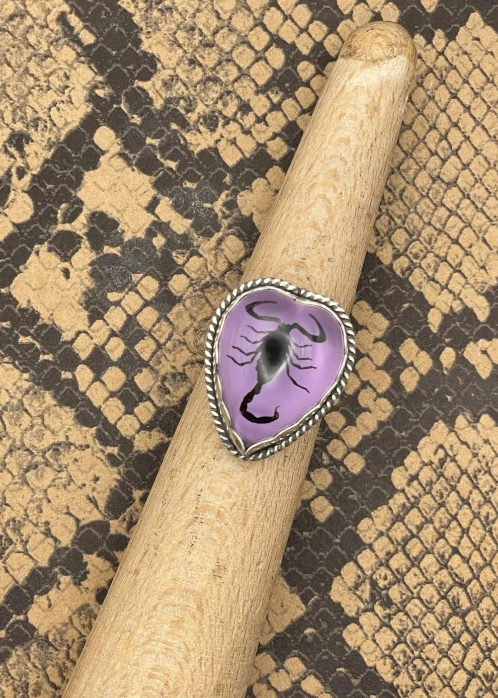 Sterling Silver Scorpion Heart Ring