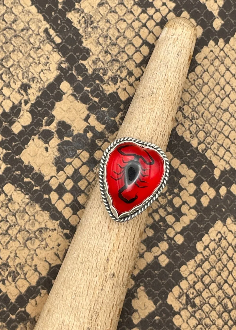 Sterling Silver Scorpion Heart Ring