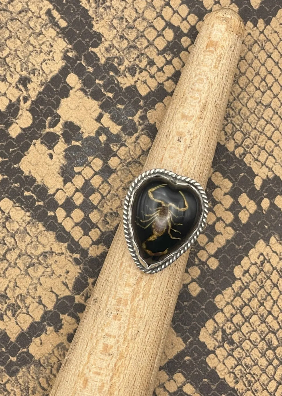 Sterling Silver Scorpion Heart Ring