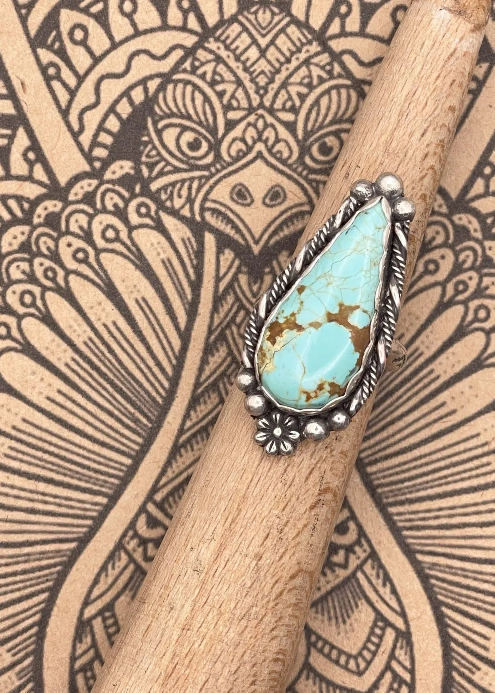 Sterling Silver Turquoise Flower Ring