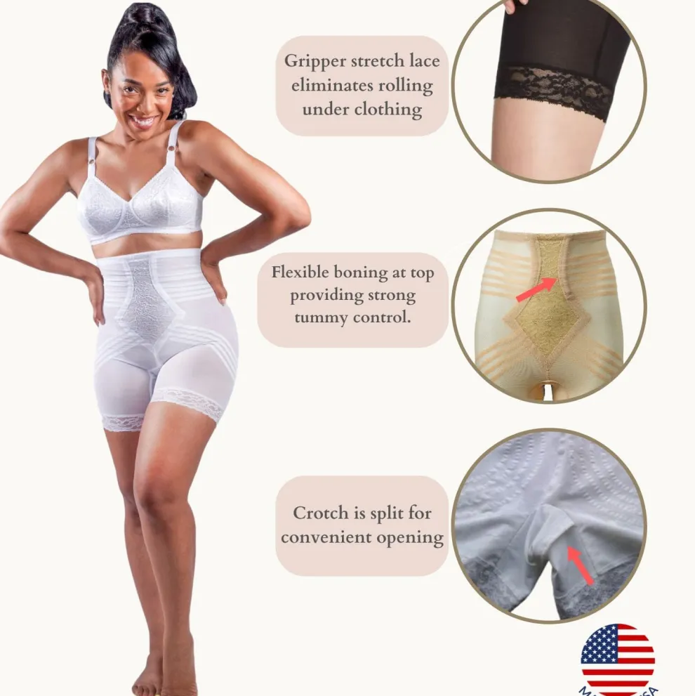 Style 6209 | Breathable High Waist Thigh Slimmer | No Roll Power Mesh Hourglass Shaper | Firm to Extra Firm Support