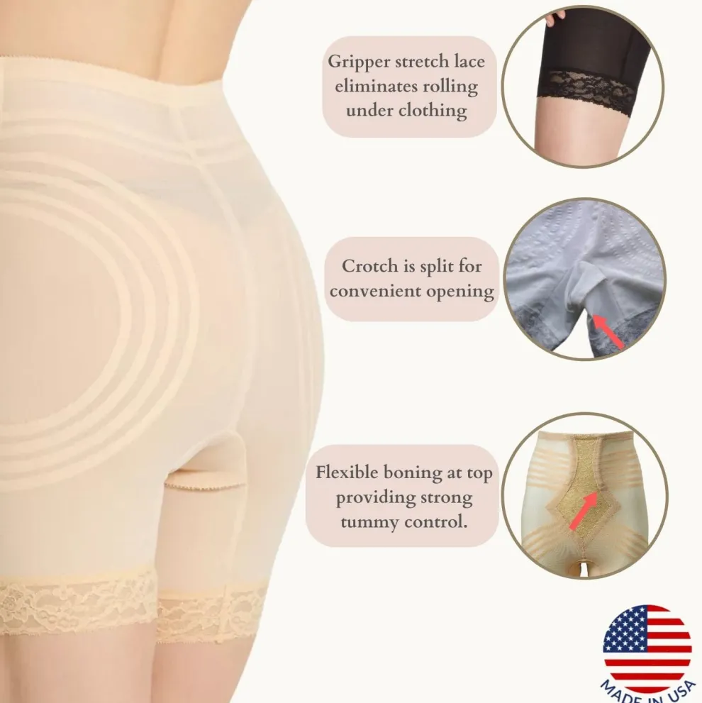 Style 6209 | Breathable High Waist Thigh Slimmer | No Roll Power Mesh Hourglass Shaper | Firm to Extra Firm Support
