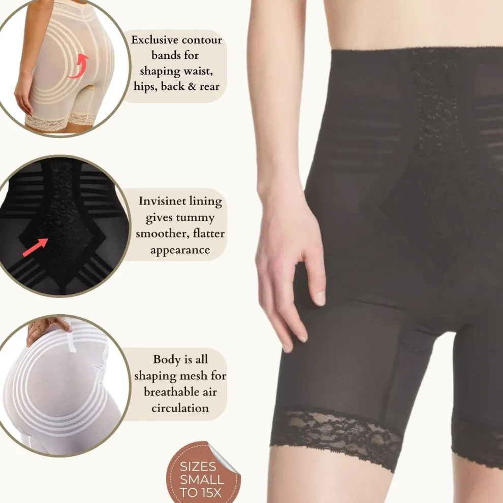 Style 6209 | Breathable High Waist Thigh Slimmer | No Roll Power Mesh Hourglass Shaper | Firm to Extra Firm Support