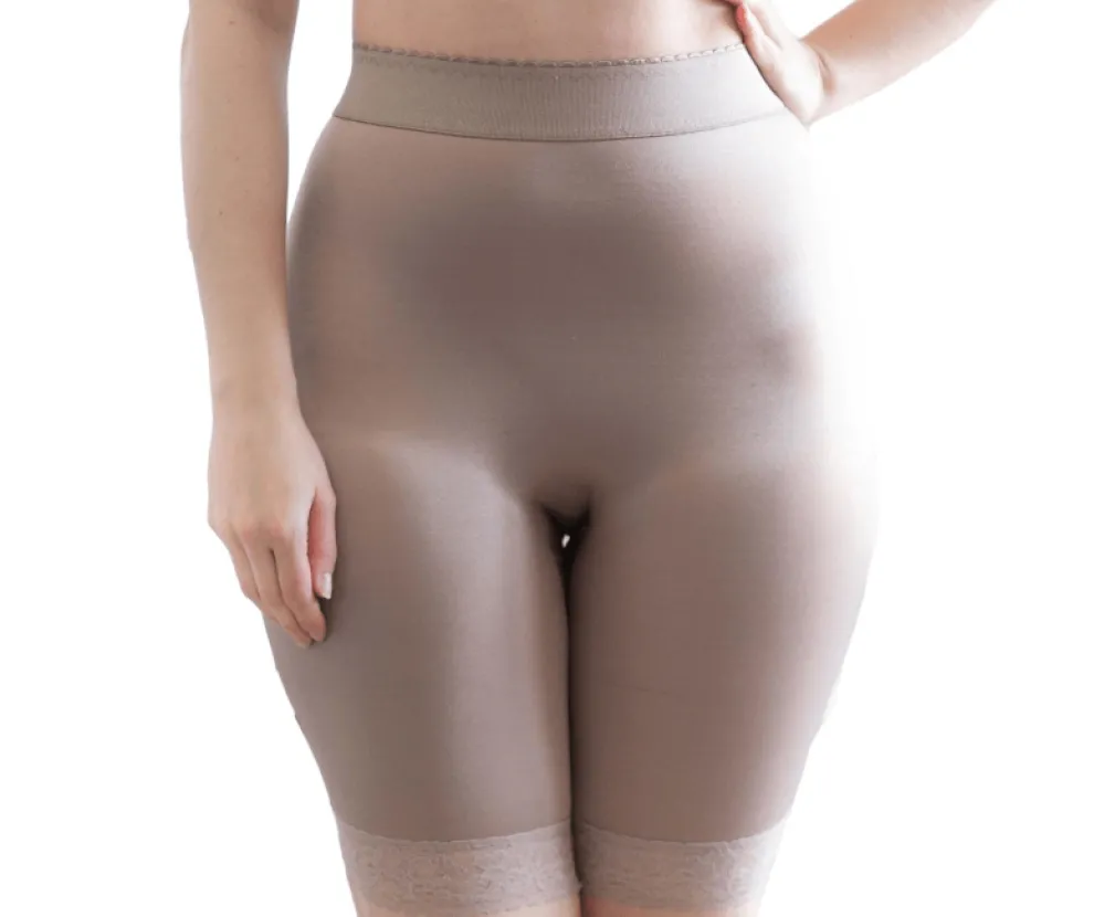 Style 518 | High Waist Light Shaping Bike Short | Satin 4-Way Stretch with Built-In Panty