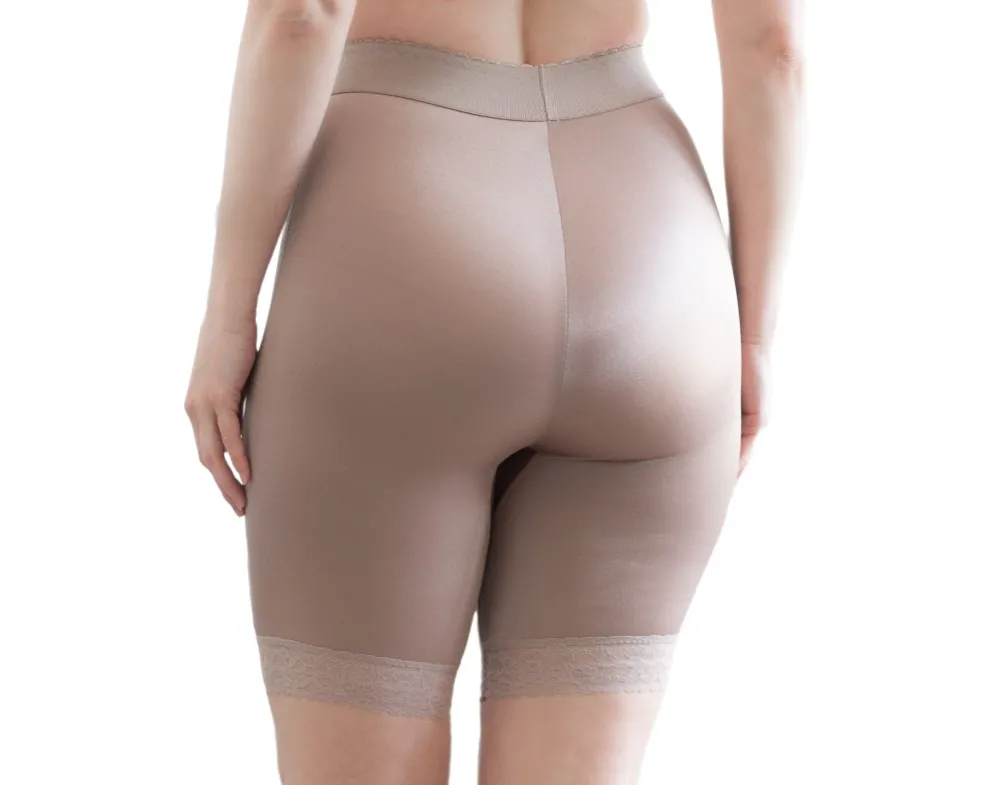 Style 518 | High Waist Light Shaping Bike Short | Satin 4-Way Stretch with Built-In Panty