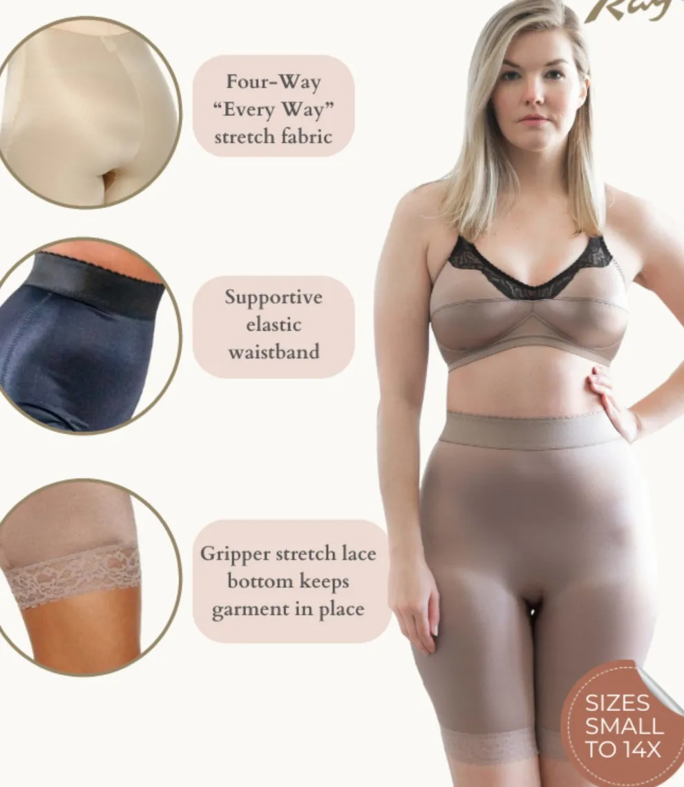 Style 518 | High Waist Light Shaping Bike Short | Satin 4-Way Stretch with Built-In Panty