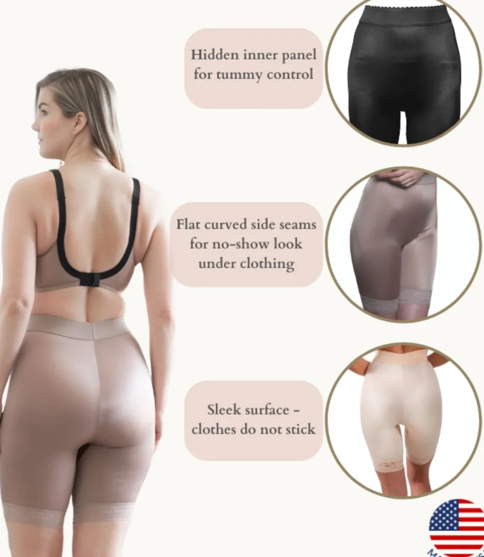 Style 518 | High Waist Light Shaping Bike Short | Satin 4-Way Stretch with Built-In Panty