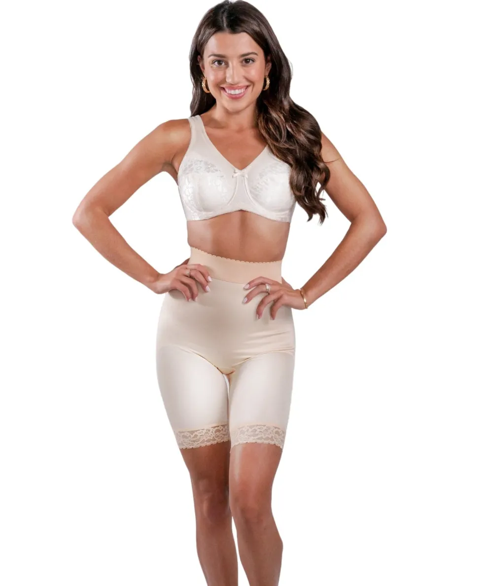Style 518 | High Waist Light Shaping Bike Short | Satin 4-Way Stretch with Built-In Panty