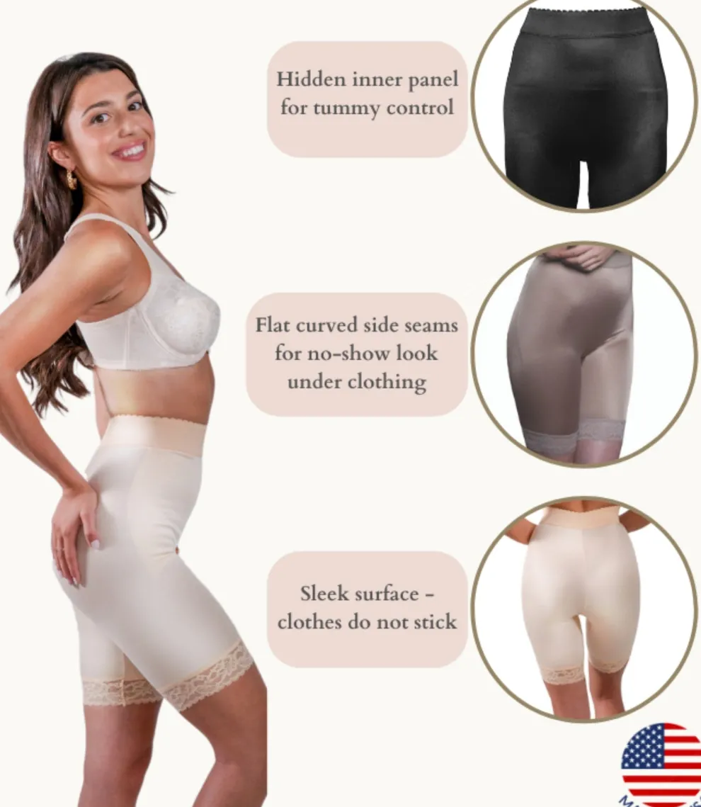 Style 518 | High Waist Light Shaping Bike Short | Satin 4-Way Stretch with Built-In Panty